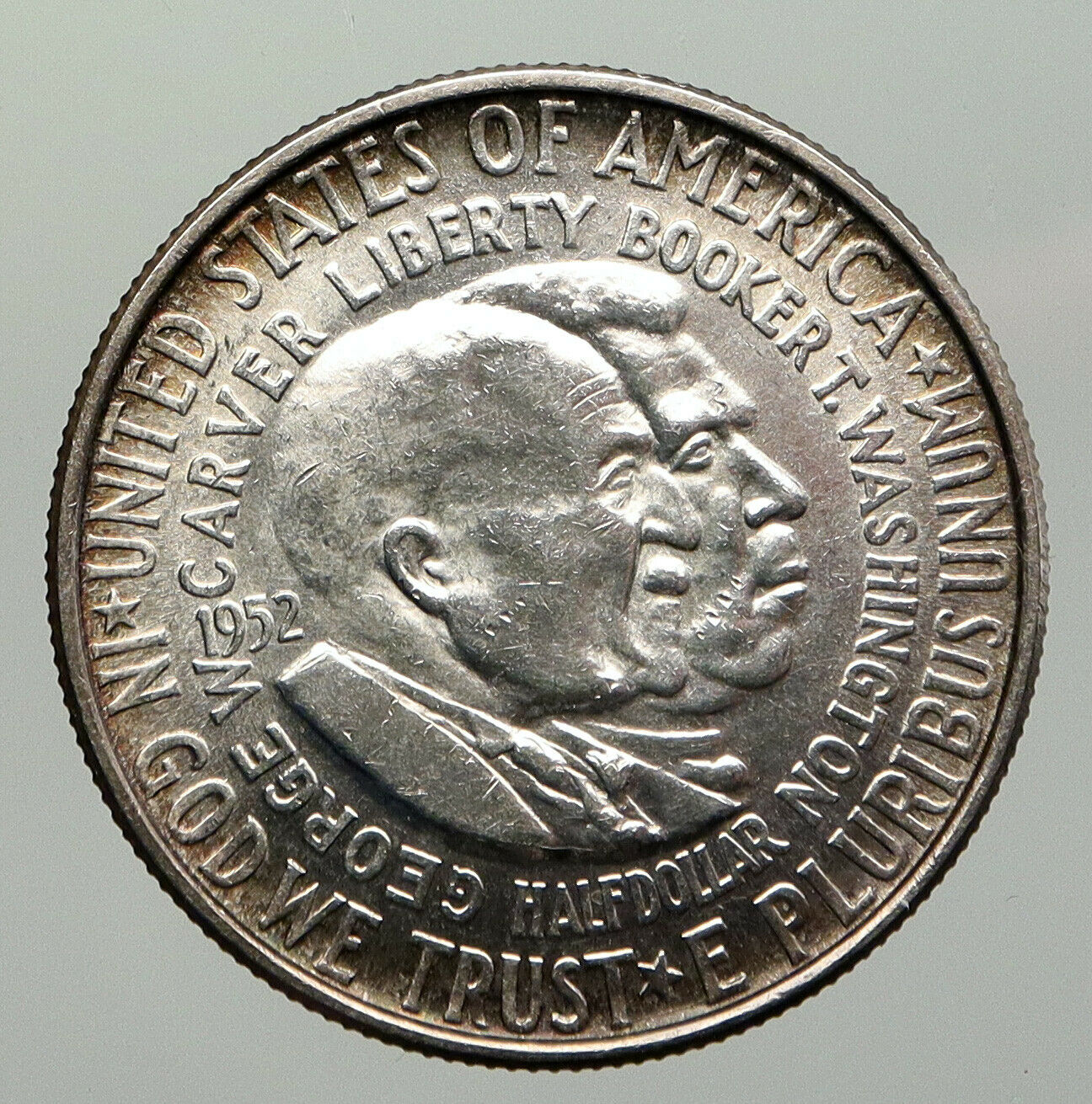 1952 USA BOOKER T. WASHINGTON G. CARVER Silver Half Dollar 50 Cent Coin i92995