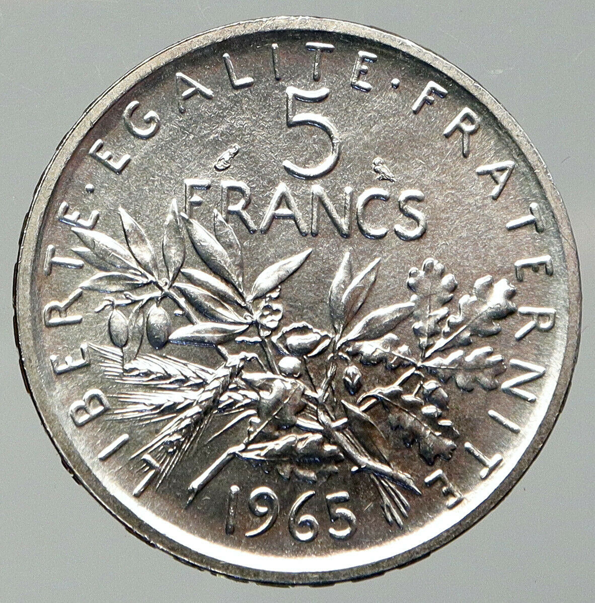 1965 FRANCE French LARGE with La Semeuse SOWER WOMAN Silver 5 Francs Coin i92605