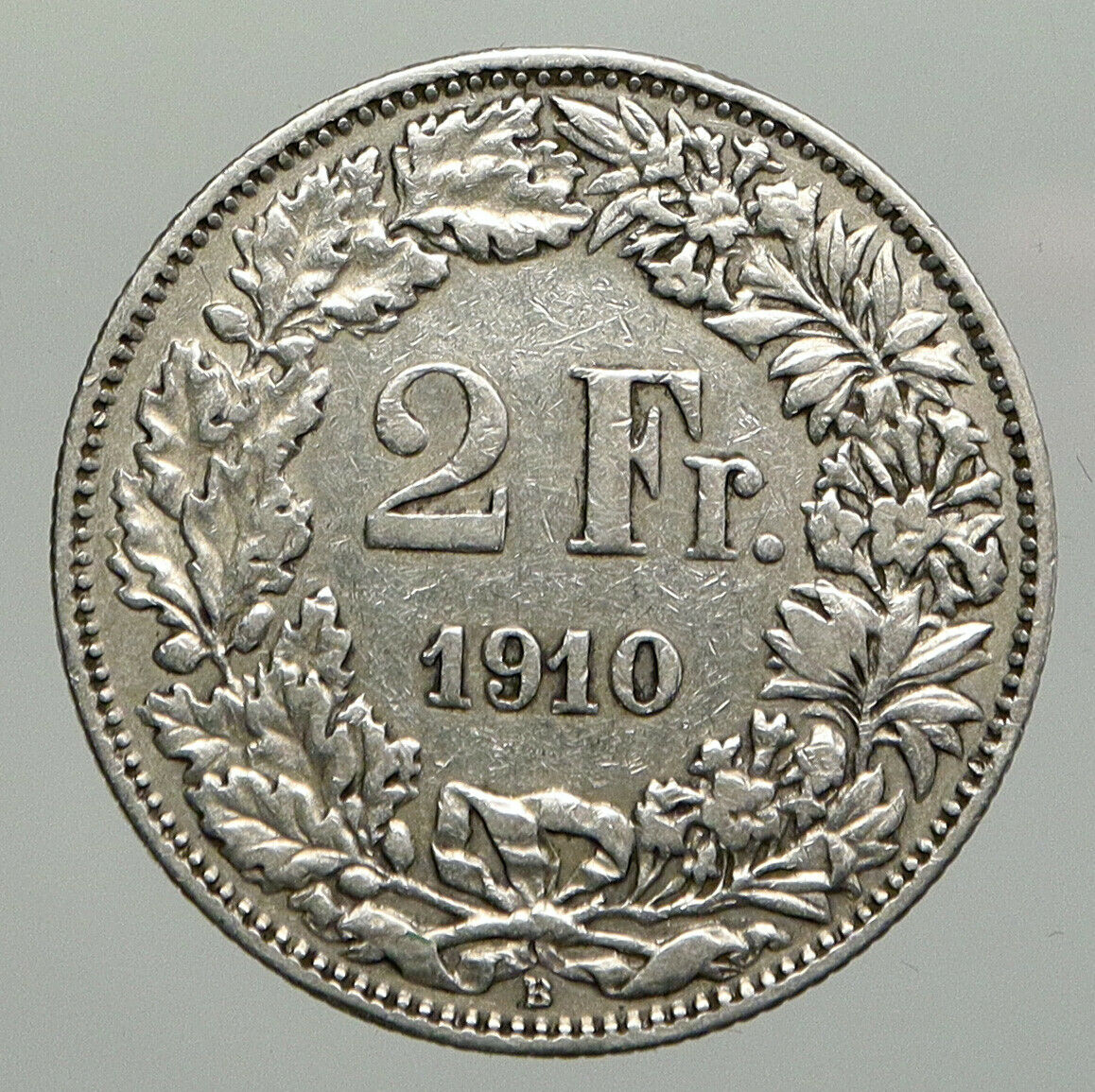 1910 B SWITZERLAND HELVETIA Symbolizes SWISS Nation SILVER 2 Francs Coin i92998