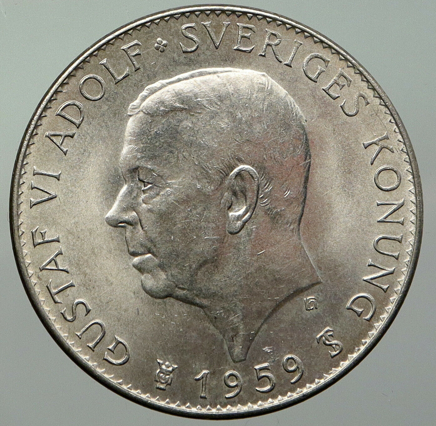 1959 SWEDEN King GUSTAV VI ADOLF Silver SWEDISH Coin CONSTITUTION Signing i92942