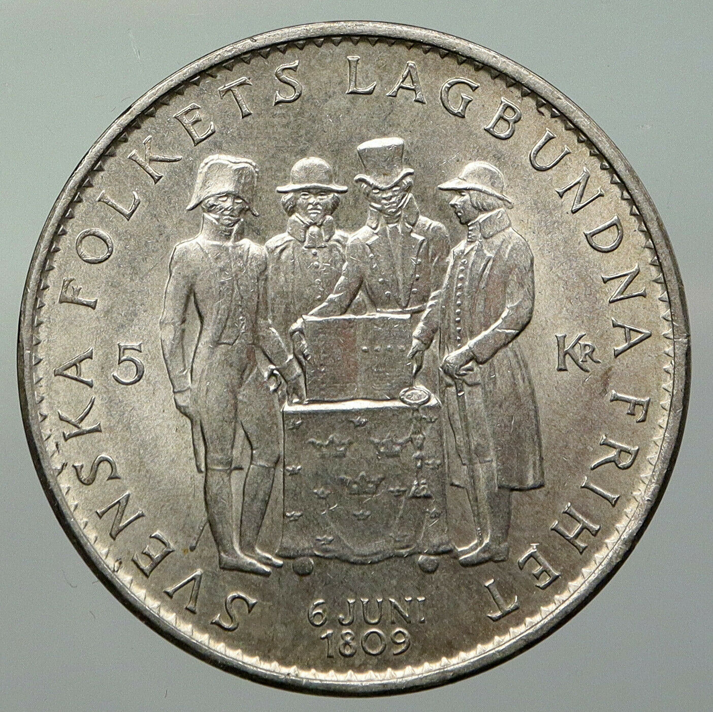 1959 SWEDEN King GUSTAV VI ADOLF Silver SWEDISH Coin CONSTITUTION Signing i92942