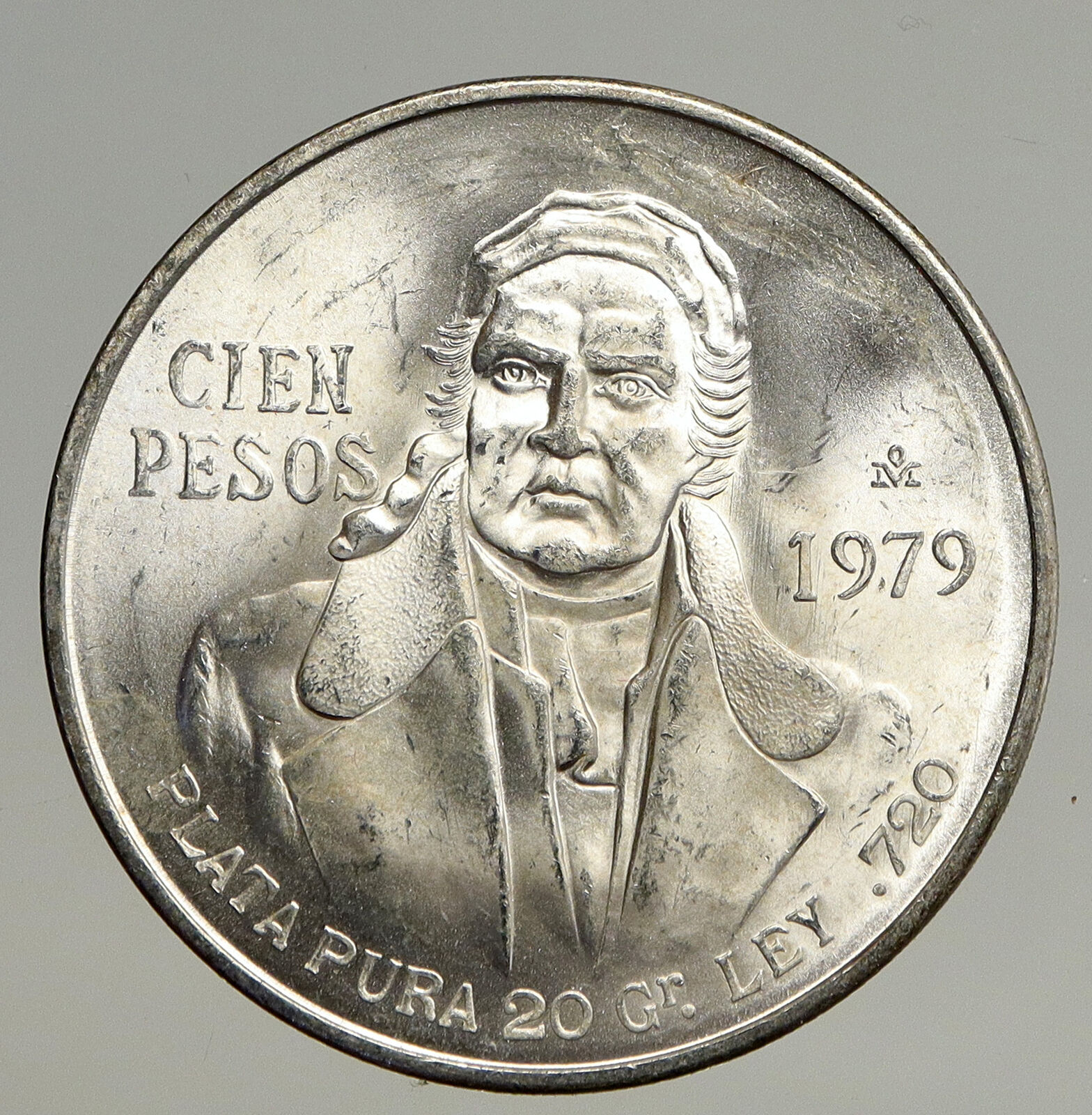 1979 Mexican Independence HERO Jose Maria Morelos Silver 100 Peso Coin i93715