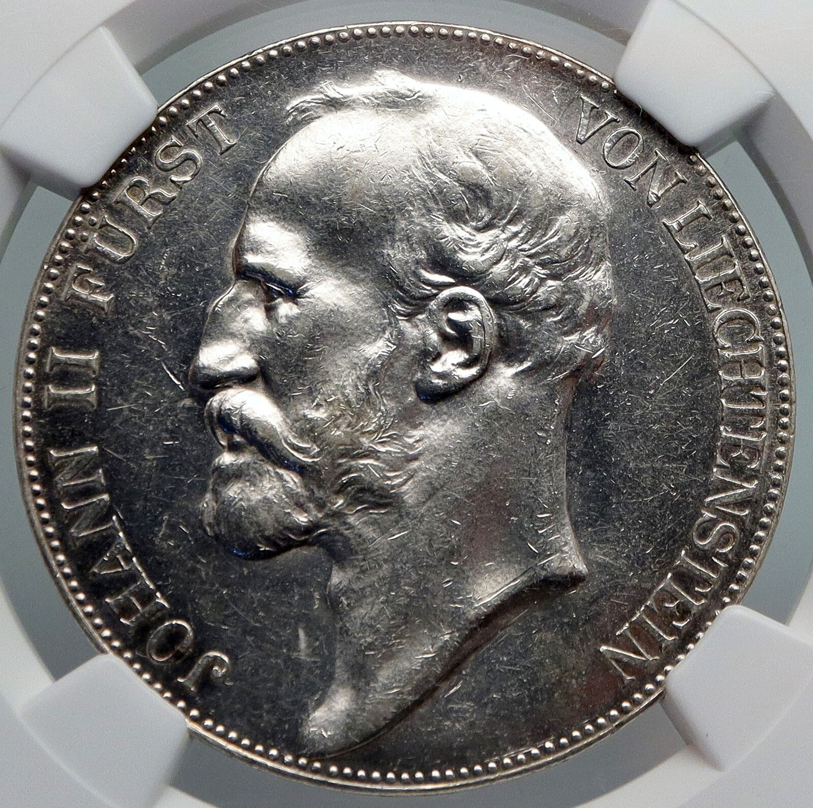 1915 LIECHTENSTEIN Prince Johann II Vintage OLD Silver 5 Kronen Coin NGC i90710