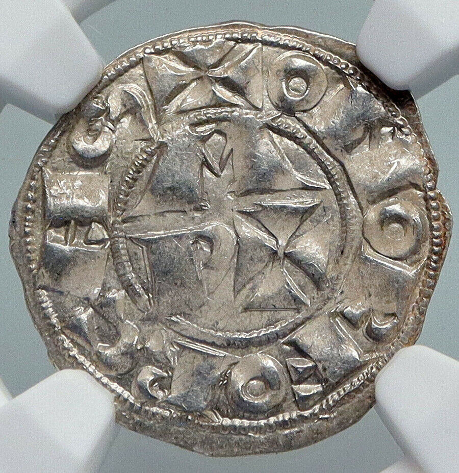 1100-1300 FRANCE Bearn Feudal IN NAME OF CENTULLE Silver Denier Coin NGC i90714