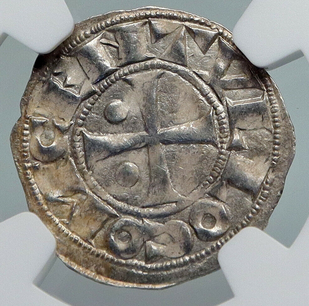 1100-1300 FRANCE Bearn Feudal IN NAME OF CENTULLE Silver Denier Coin NGC i90714