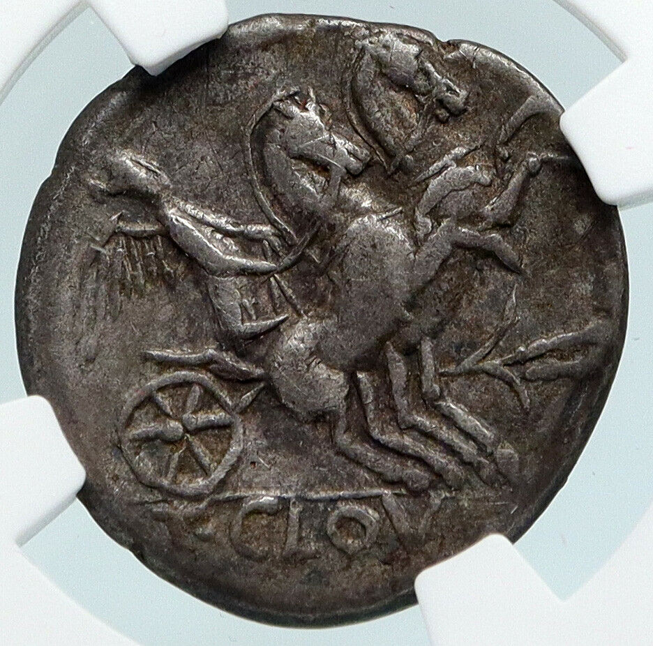 Roman Republic 128BC Authentic Ancient Silver Coin VICTORY CHARIOT NGC i89469