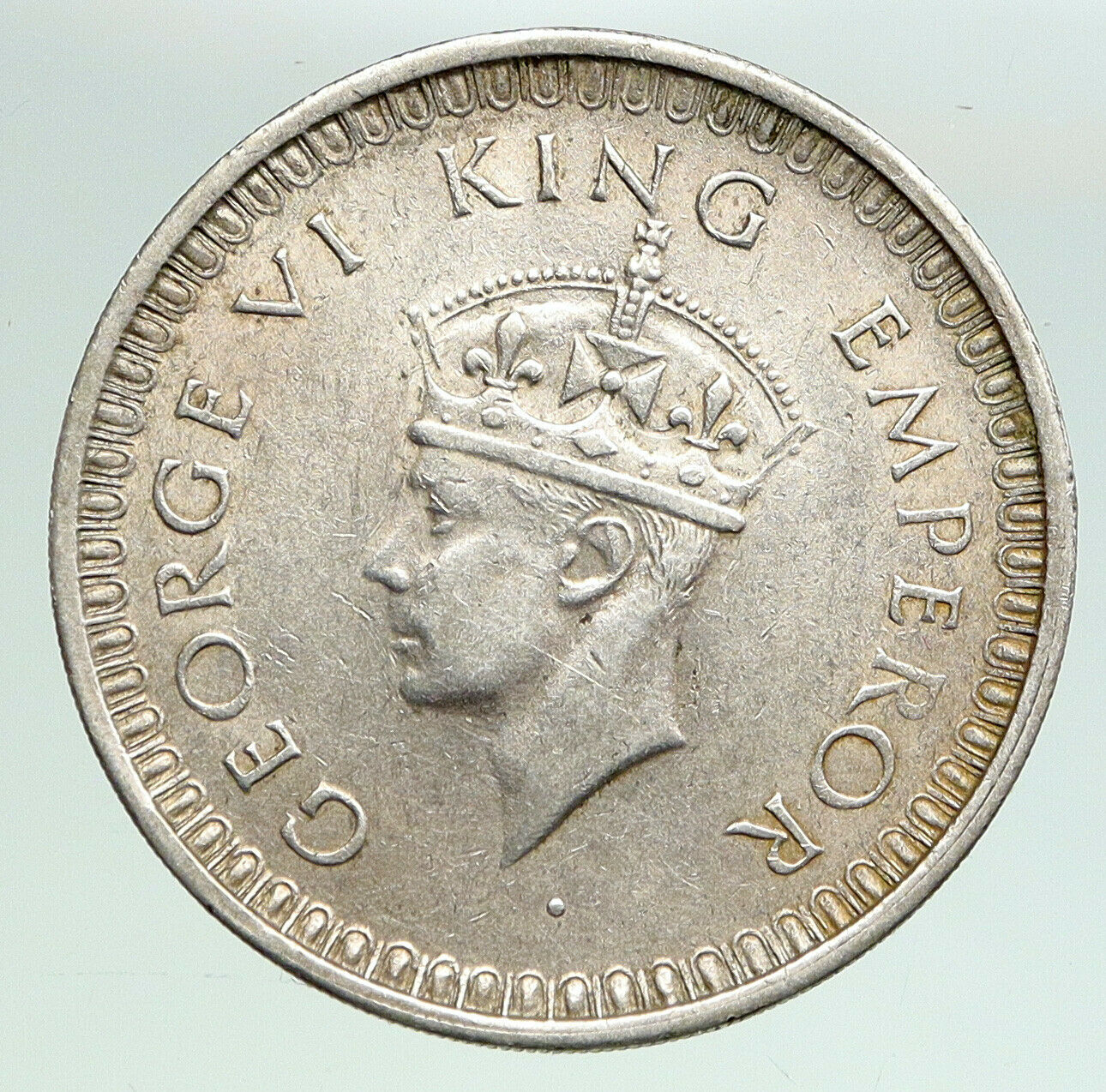 1942 B United Kingdom KING GEORGE VI British INDIA Old Silver Rupee Coin i92126