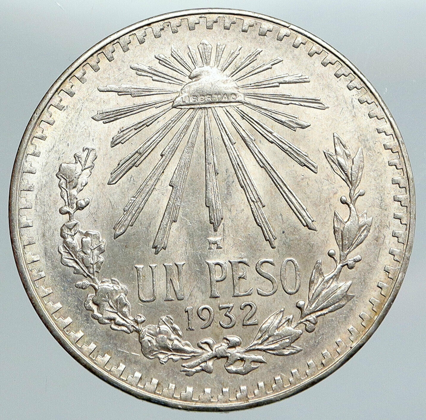 1932 Mo MEXICO Large Eagle Liberty Cap Mexican Antique Silver 1 Peso Coin i89116