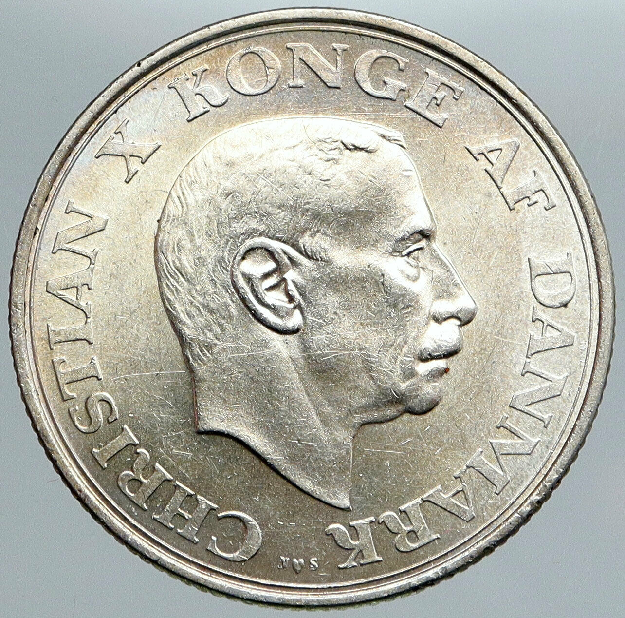 1937 DENMARK King Christian X VINTAGE OLD Silver Jubilee 2 Kroner Coin i89115