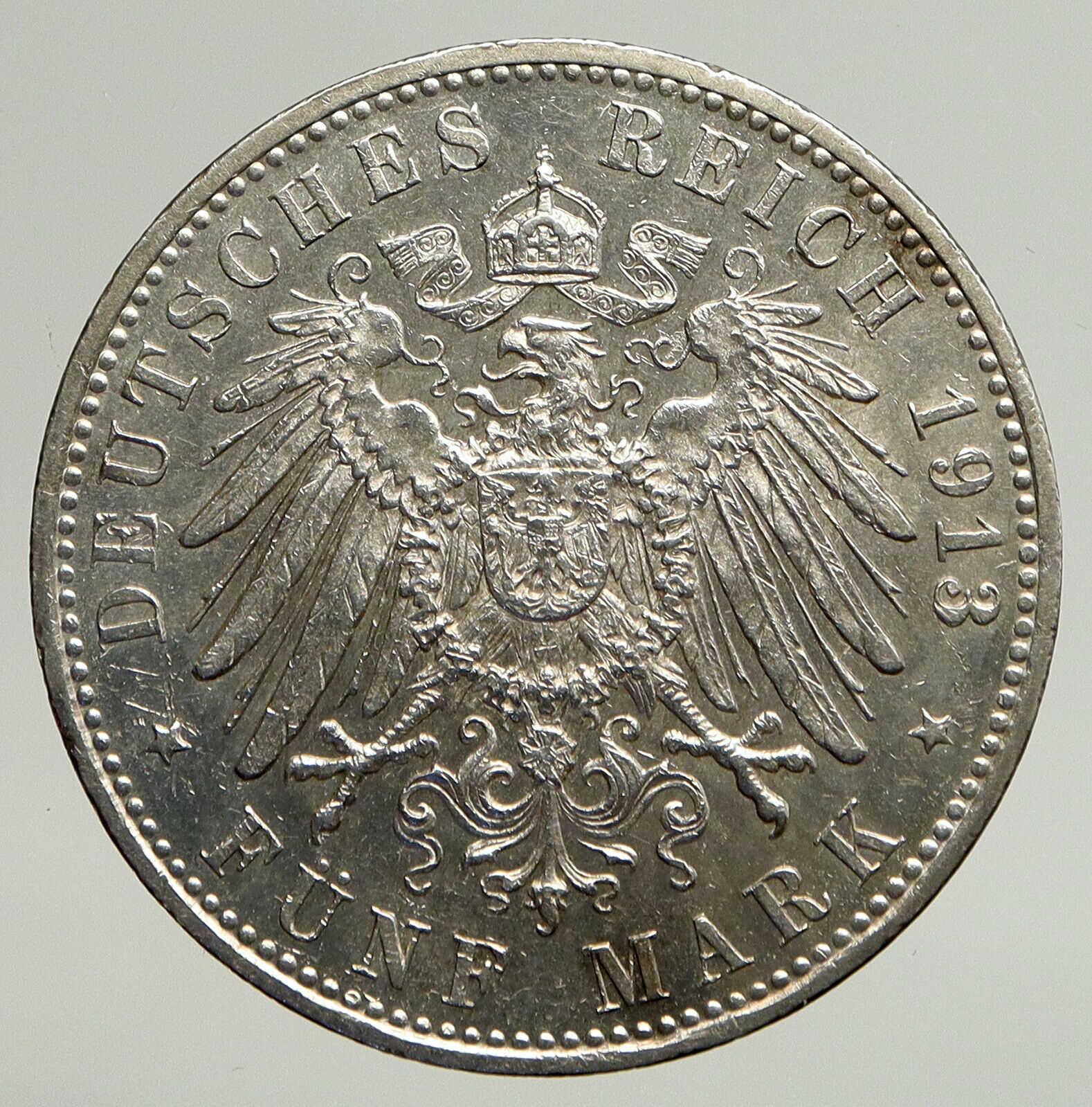 1913 GERMANY Bavaria Ruled by Otto I w Eagle Antique Silver 5 Marks Coin i93518