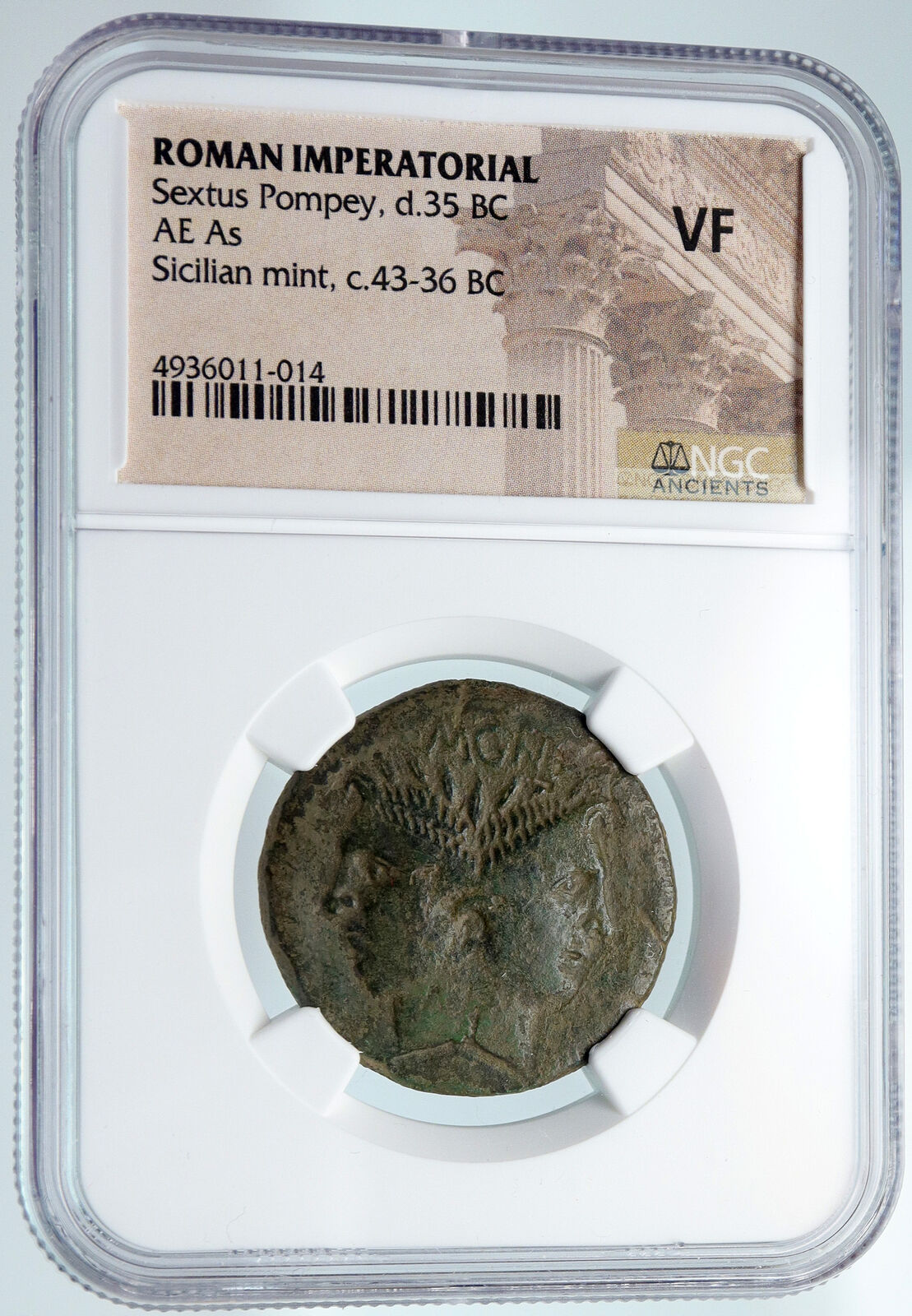 SEXTUS POMPEY son of POMPEY the GREAT 43BC Ancient Roman Coin SICILY NGC i89478