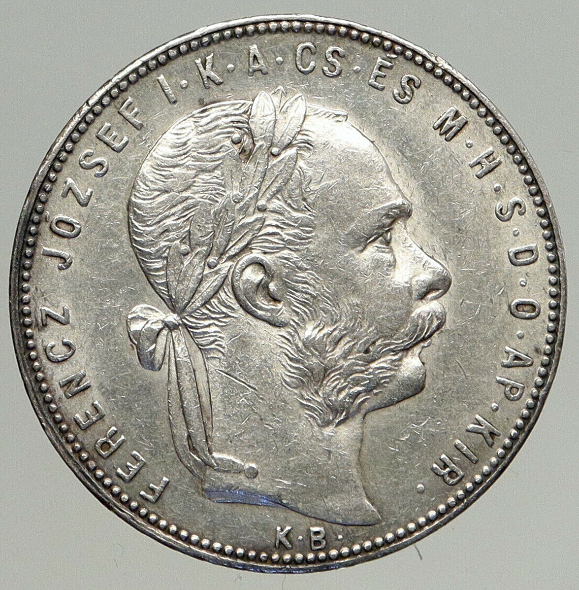 1880 HUNGARY w King Franz Joseph I Hungarian Antique Silver Forint Coin i93517