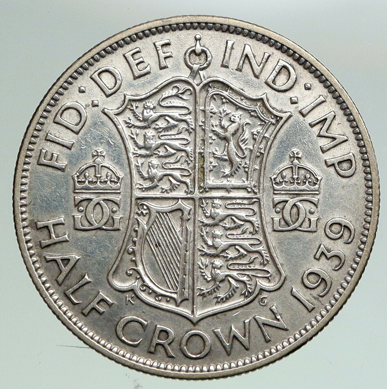 1939 Great Britain UK United Kingdom King George VI SILVER 1/2 Crown Coin i92133