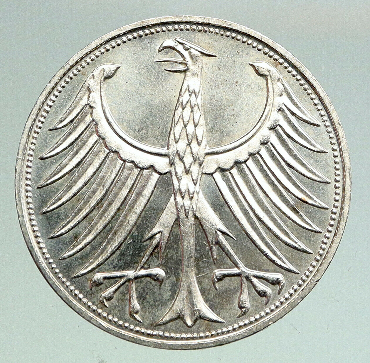 1972 J GERMANY Vintage Winged Eagle OLD German Large 5 Mark Silver Coin i92138