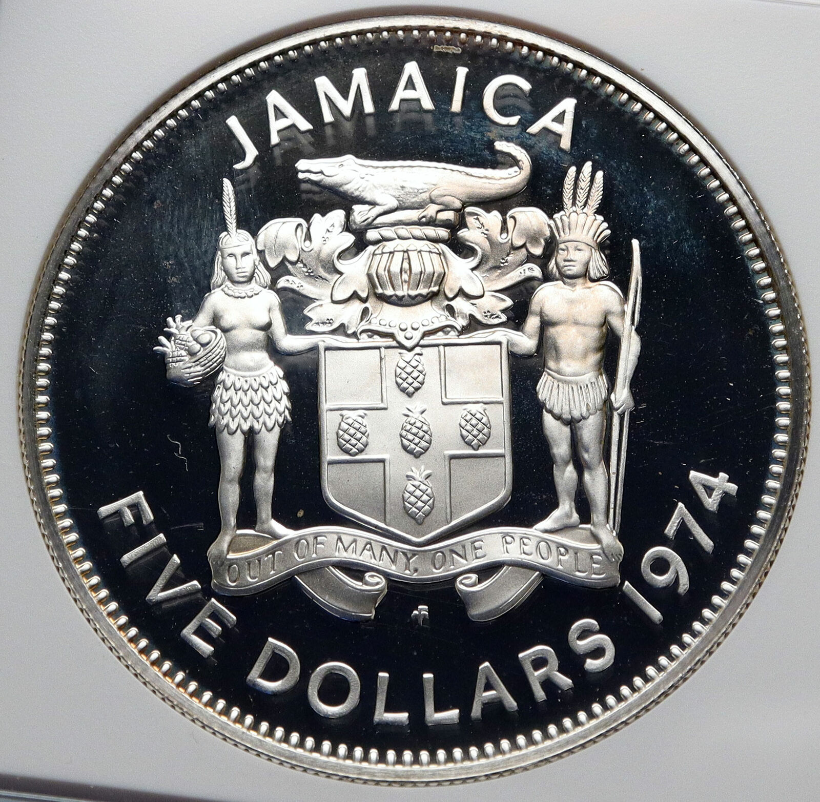 1974 JAMAICA Premier Norman W Manley VINTAGE OLD Proof Silver $5 Coin NGC i85377