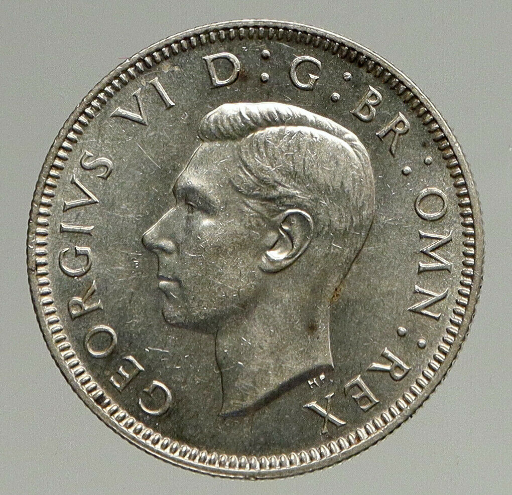 1944 Great Britain UK United Kingdom SILVER SHILLING Coin King George VI i93523