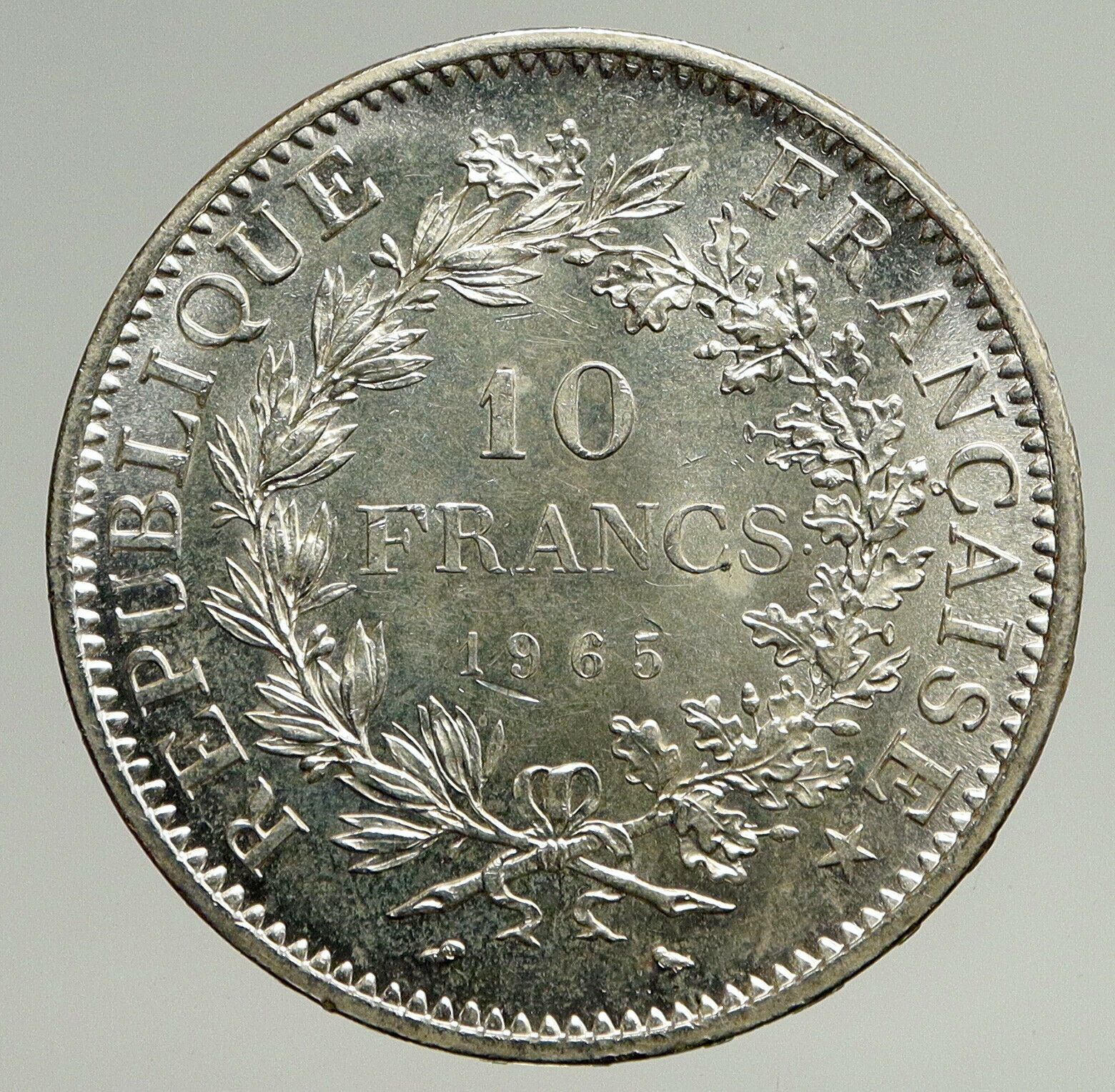 1965 FRANCE Large HERCULES Motto VINTAGE Old Silver 10 FRANCS French Coin i93599