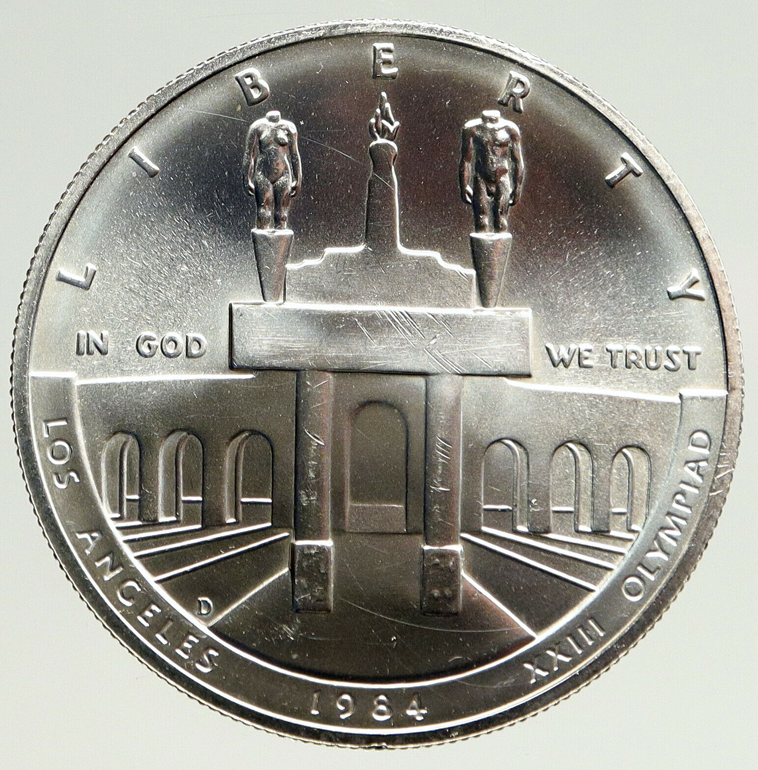 1984 D UNITED STATES USA Olympics LOS ANGELES Coliseum Silver Dollar Coin i93618