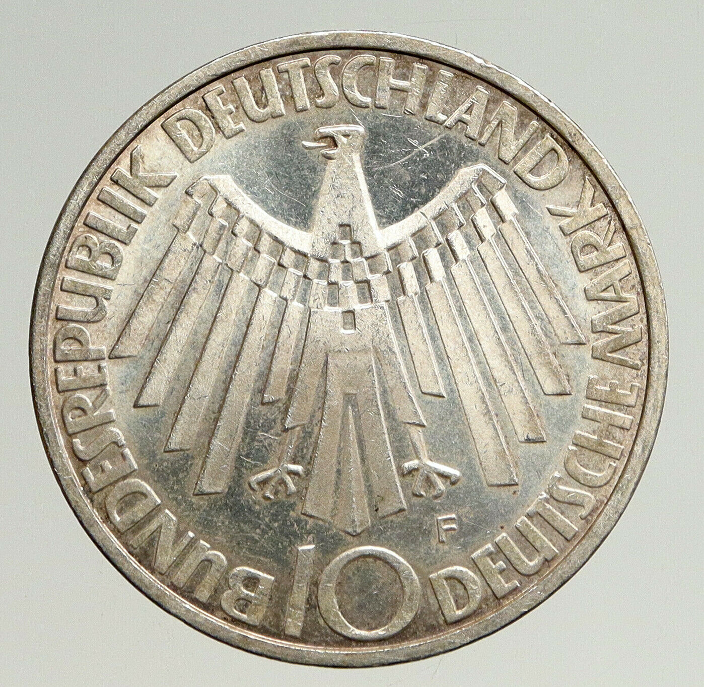 1972 F GERMANY Munich Summer Olympic Antique VINTAGE Silver 10 Mark Coin i93625