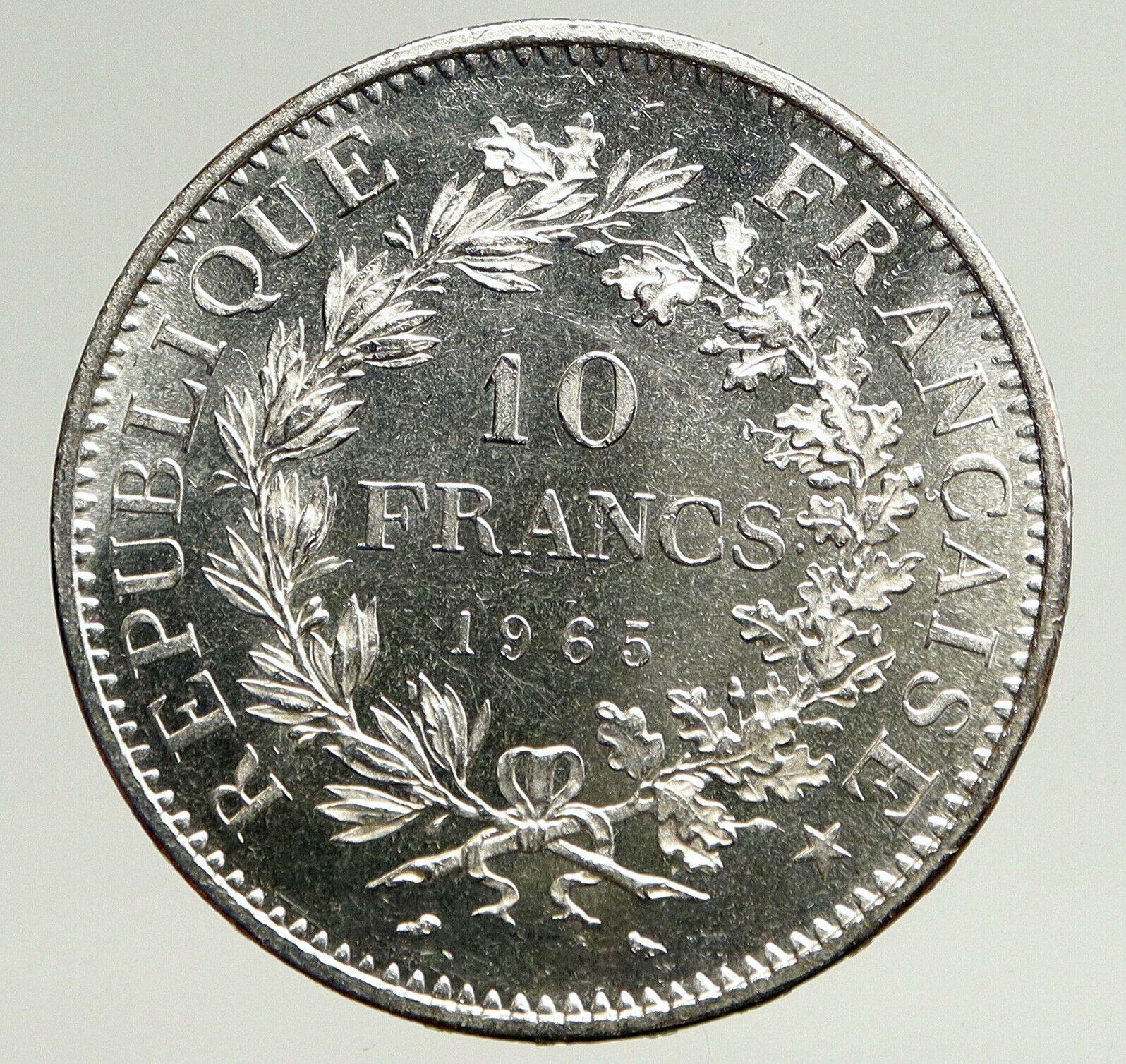 1965 FRANCE Large HERCULES Motto VINTAGE Old Silver 10 FRANCS French Coin i93598