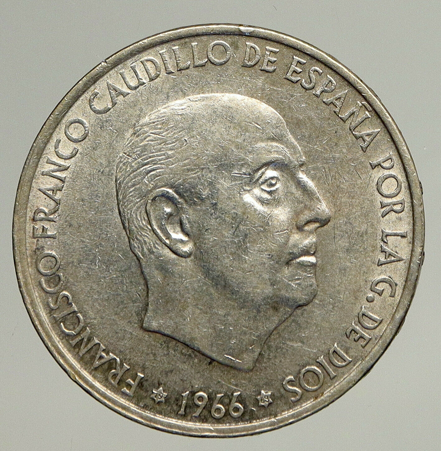 1966 SPAIN Large Franco Caudillo VINTAGE Silver 100 Pesetas Spanish Coin i93527