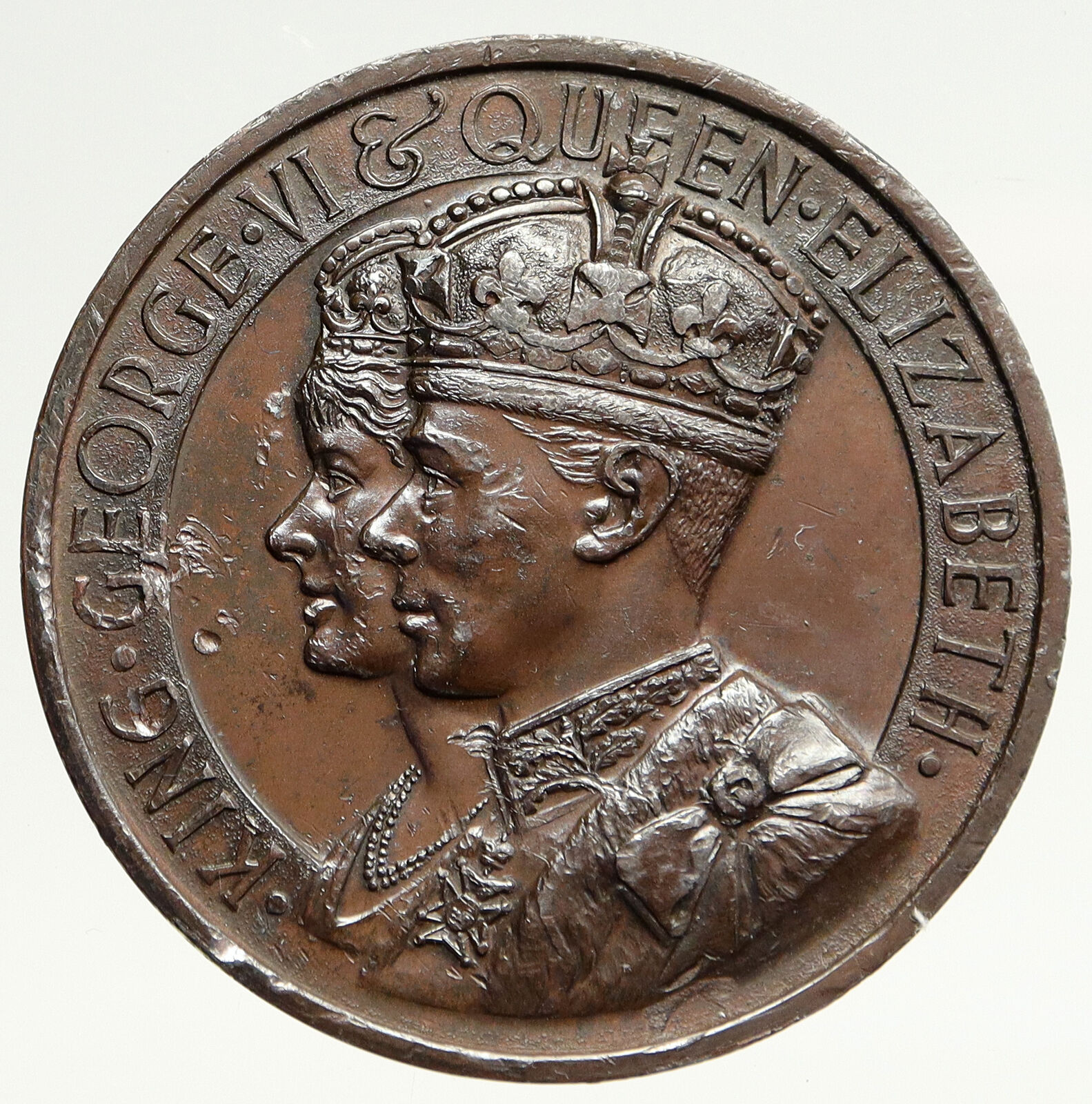 1937 Great Britain UK Coronation King George VI & Elizabeth VINTAGE Medal i93619