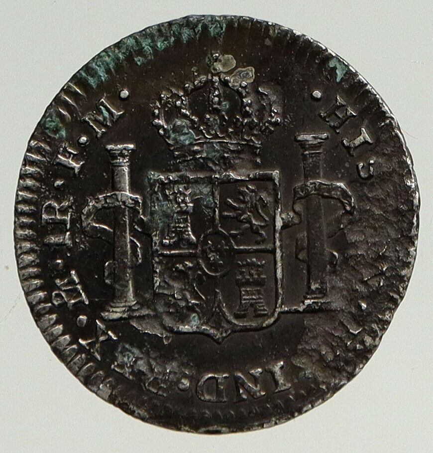 1800 MO FM MEXICO SPAIN King CHARLES IV ANTIQUE Silver Real Mexican Coin i93602