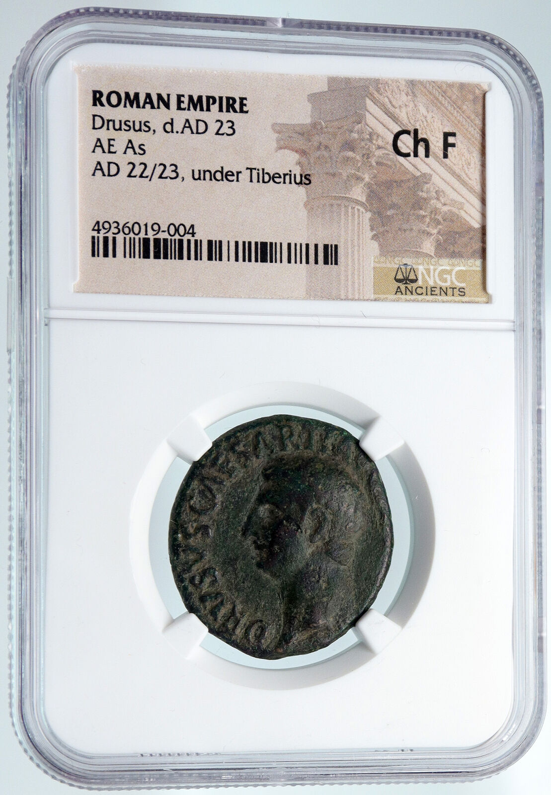 DRUSUS Son of TIBERIUS Rare 22AD Rome OLD Ancient Roman Coin w SC NGC i89483