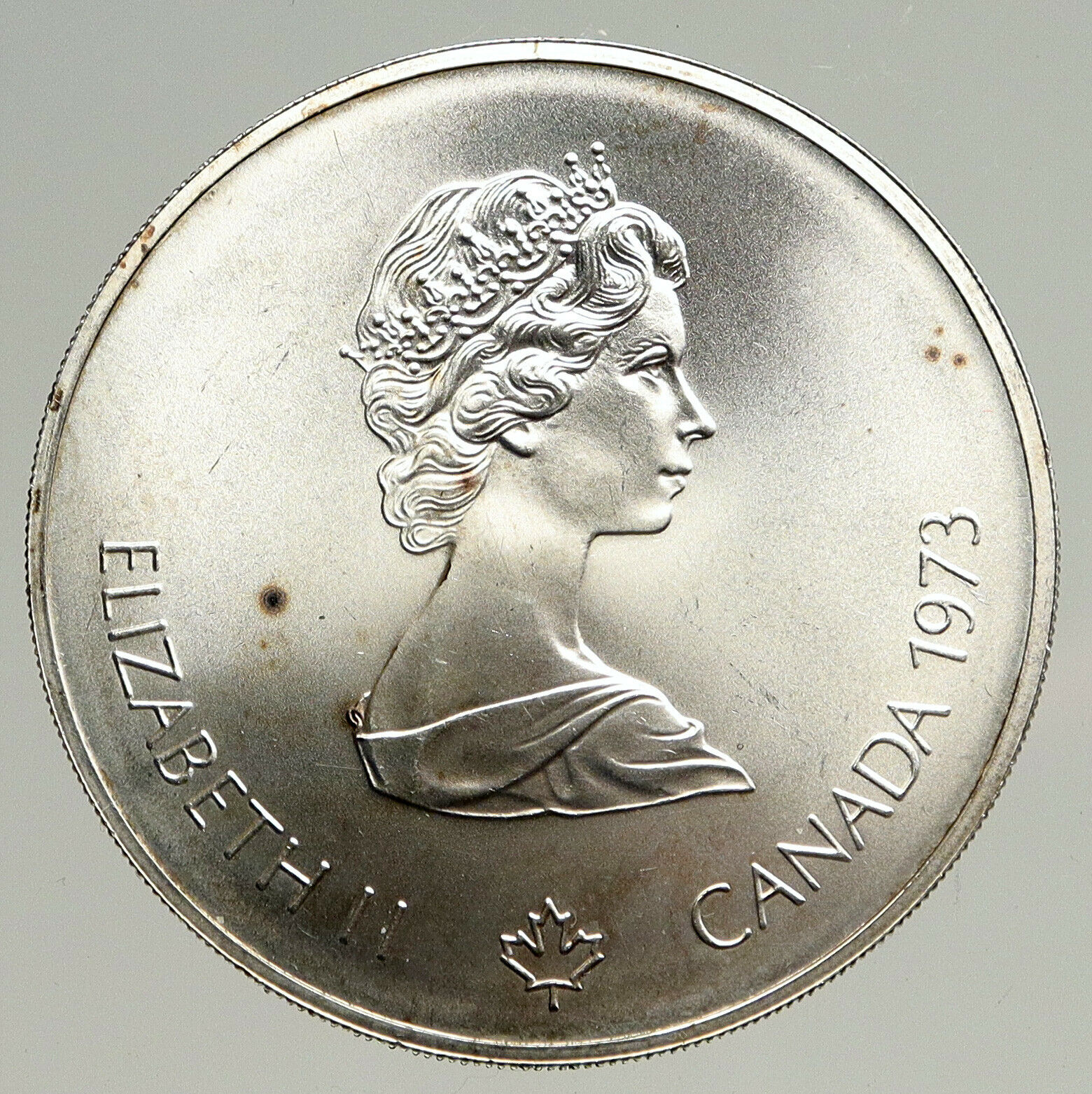 1973 CANADA Queen Elizabeth II Olympics Montreal World Map Silver $5 Coin i93611