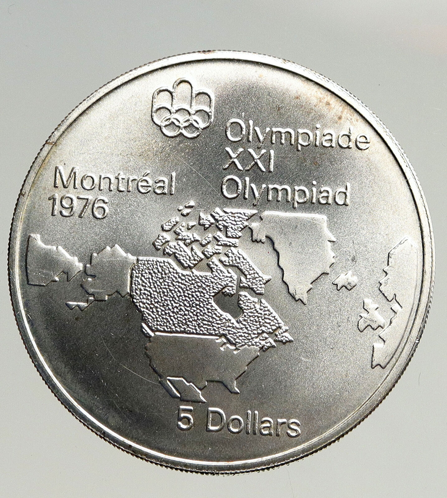 1973 CANADA Queen Elizabeth II Olympics Montreal World Map Silver $5 Coin i93611