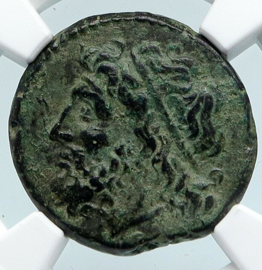 SYRACUSE SICILY Hieron II 240BC Ancient Greek Coin POSEIDON DOLPHIN NGC i89482