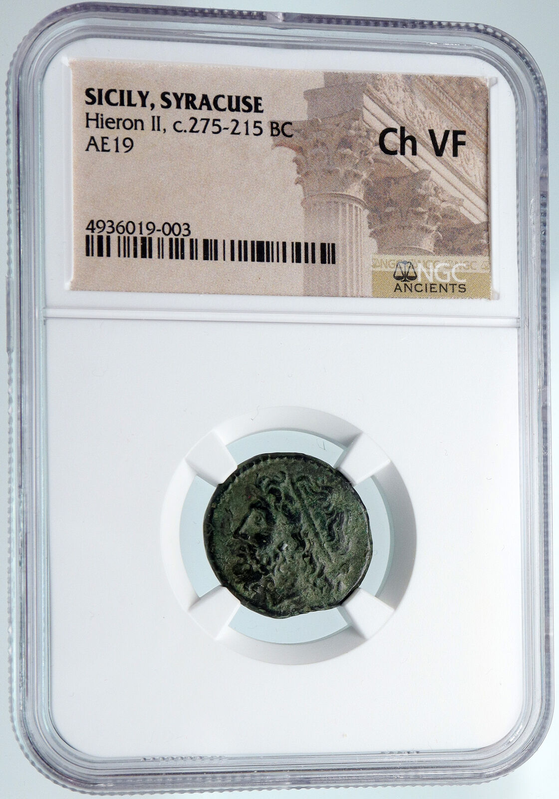 SYRACUSE SICILY Hieron II 240BC Ancient Greek Coin POSEIDON DOLPHIN NGC i89482