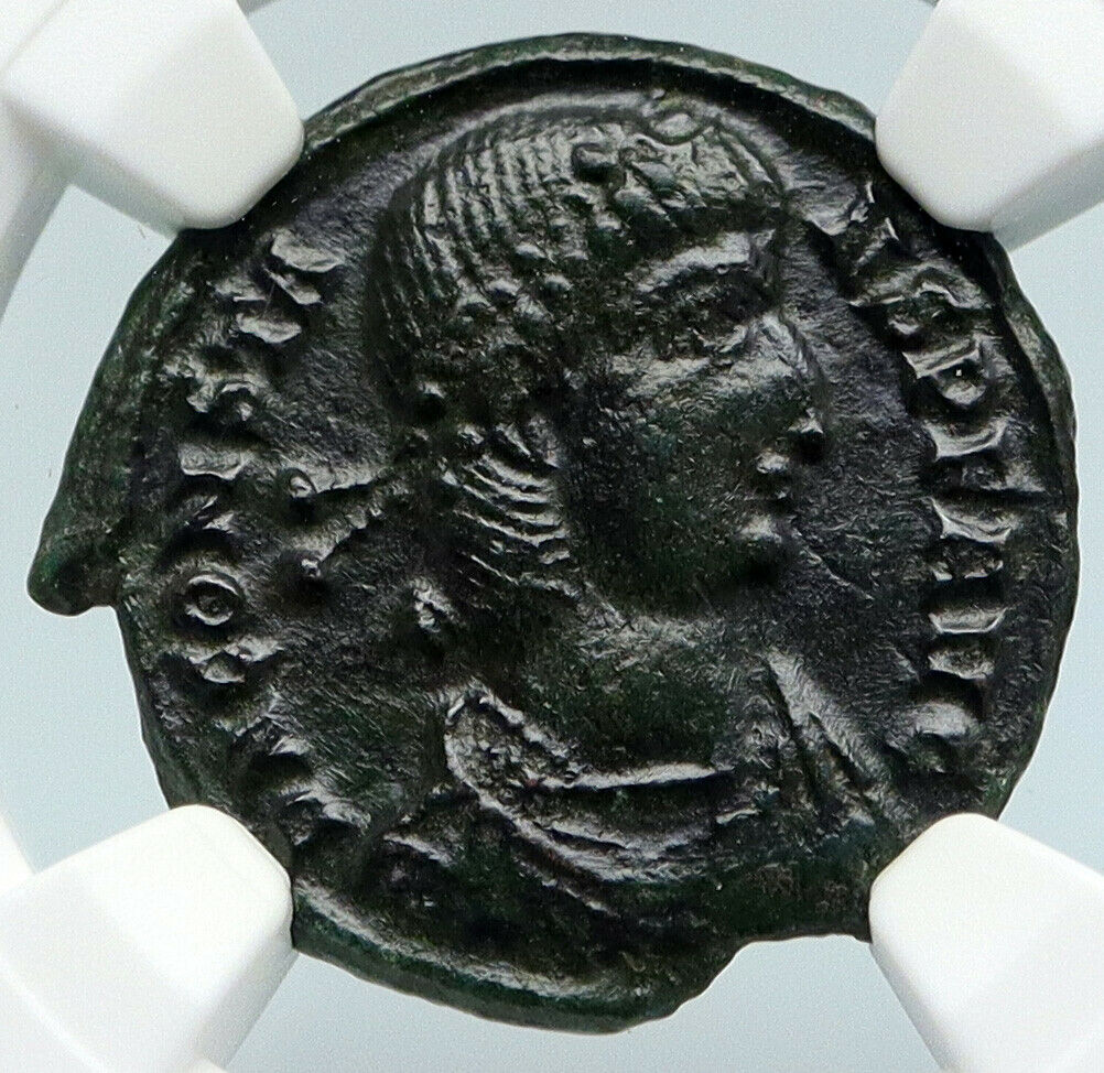 CONSTANS Authentic Ancient VICTORY w Old CHRISTIAN CHI-RHO Roman Coin NGC i89491