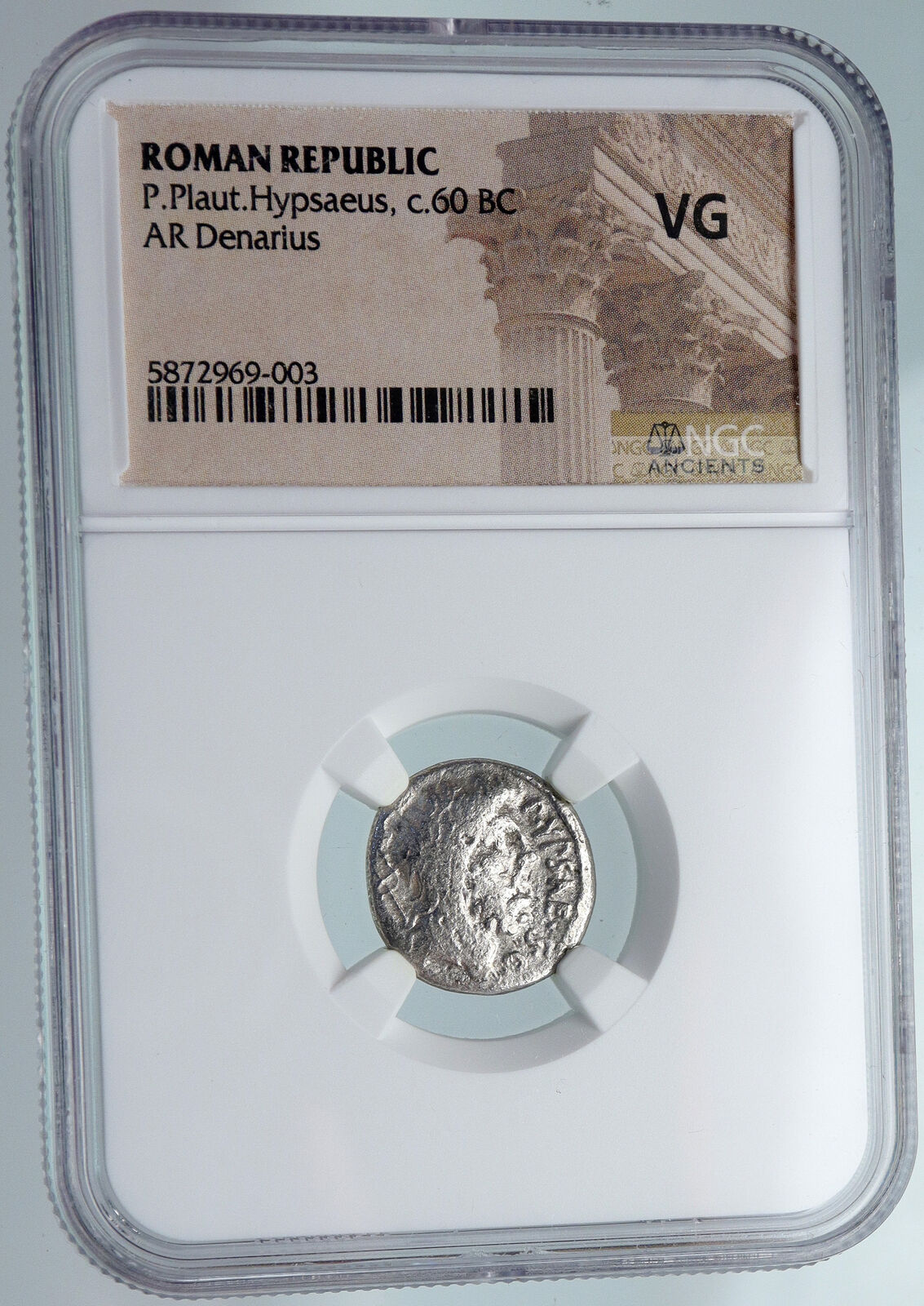 Roman Republic 60BC Hypsaeus Ancient Silver Denarius Coin NEPTUNE NGC i89825