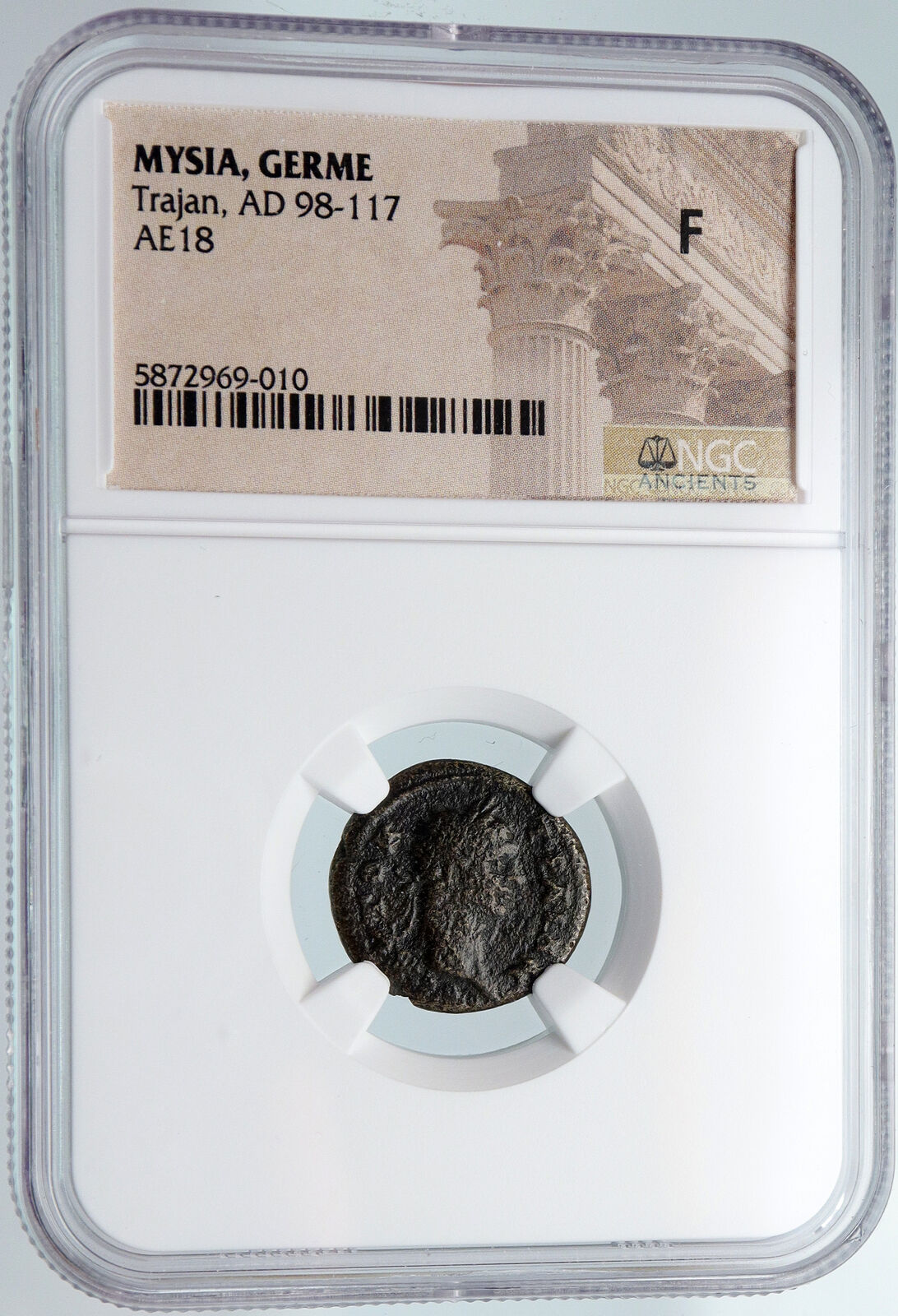 TRAJAN Authentic Ancient Sestertius Roman 98AD VICTORY CROWNING Coin NGC i89832