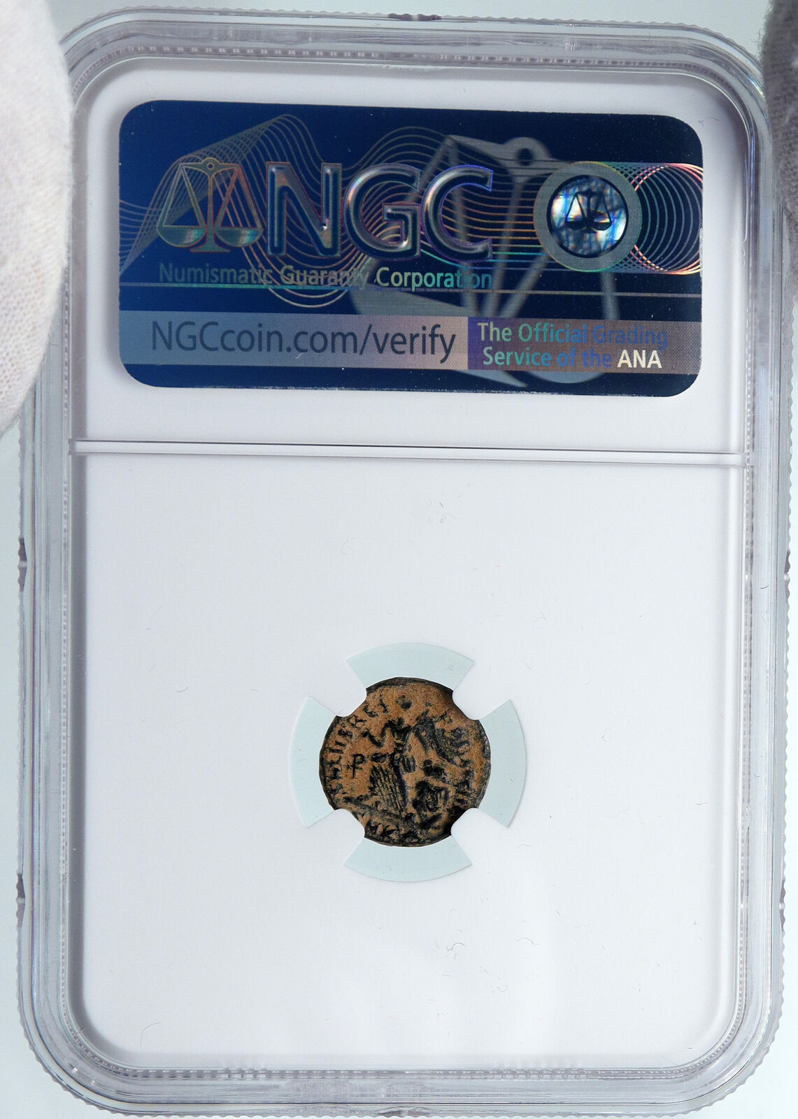 THEODOSIUS I the Great 388AD OLD Ancient Roman Coin VICTORY ANGEL NGC i89493