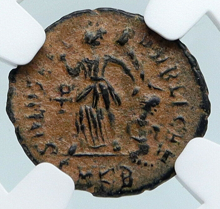 THEODOSIUS I the Great 388AD OLD Ancient Roman Coin VICTORY ANGEL NGC i89495