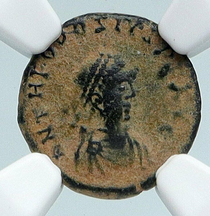 THEODOSIUS I the Great 425-35AD OLD Ancient Roman Coin VICTORY ANGEL NGC i89497