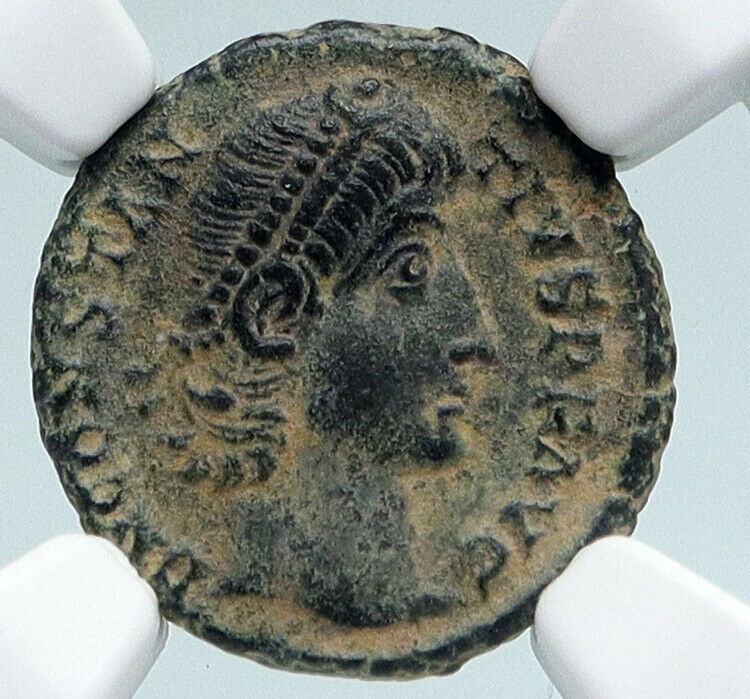 CONSTANTIUS II 347-48 AD Constantinople Ancient OLD Roman Coin Wreath NGC i89492