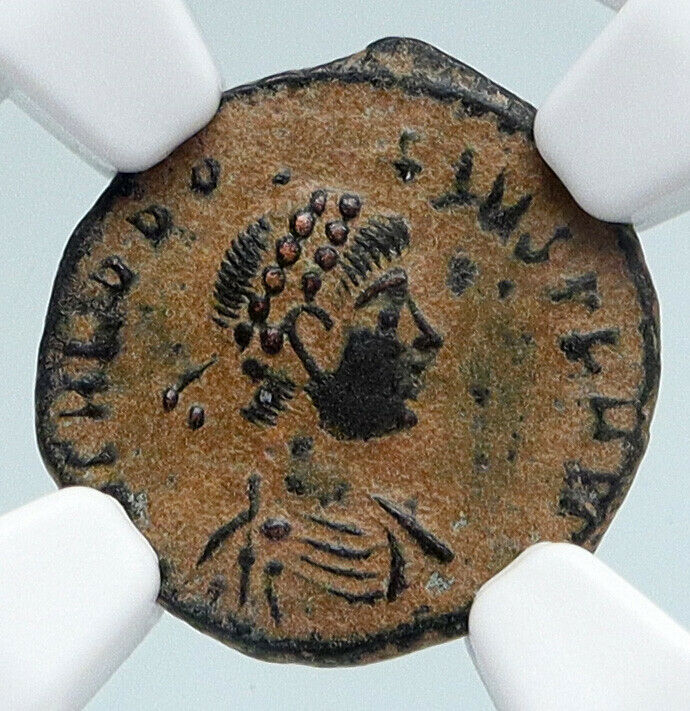 THEODOSIUS I the Great 388AD OLD Ancient Roman Coin VICTORY ANGEL NGC i89501