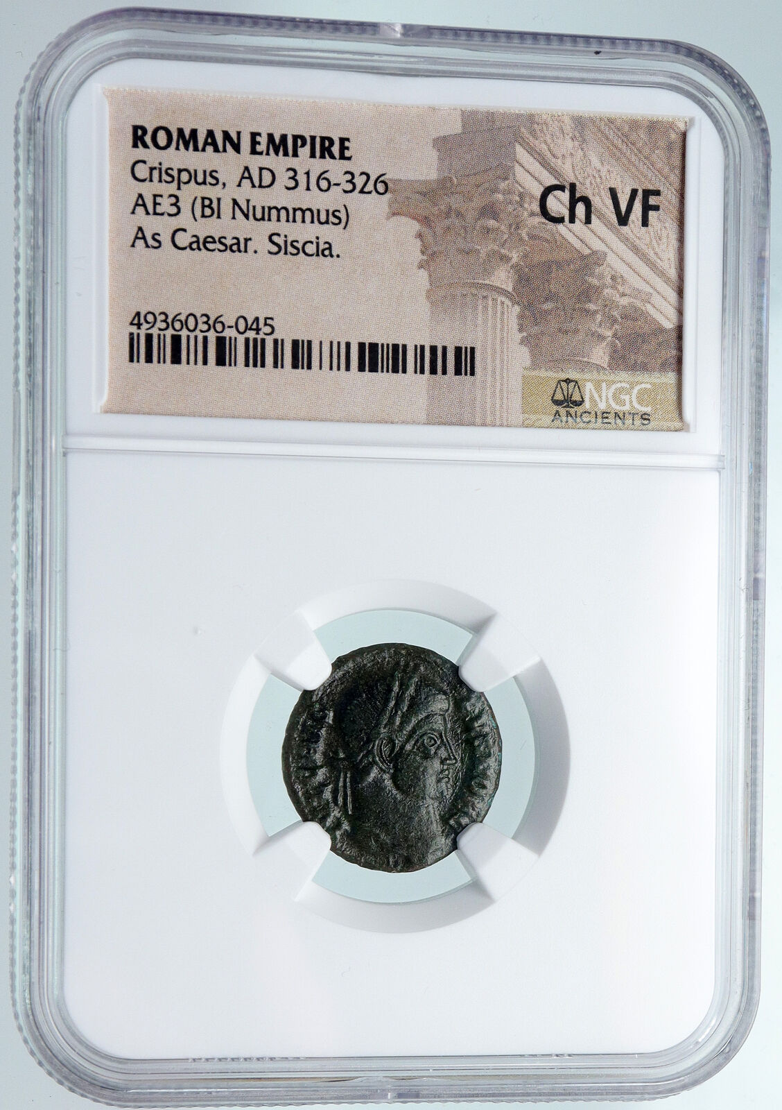 CRISPUS Ancient 321AD Authentic Original Roman Coin of Siscia WREATH NGC i89708