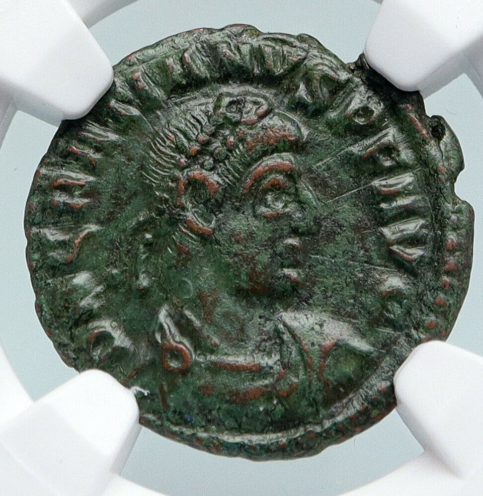 GRATIAN 367AD Authentic Ancient Roman Coin CHRISTIAN CHI-RHO Labarum NGC i89712