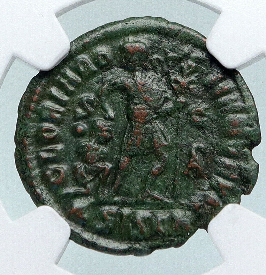 GRATIAN 367AD Authentic Ancient Roman Coin CHRISTIAN CHI-RHO Labarum NGC i89712