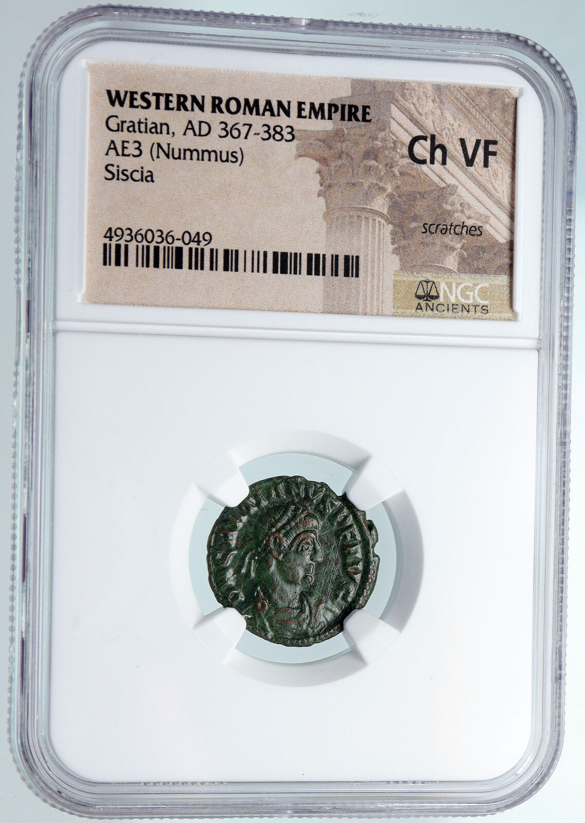 GRATIAN 367AD Authentic Ancient Roman Coin CHRISTIAN CHI-RHO Labarum NGC i89712