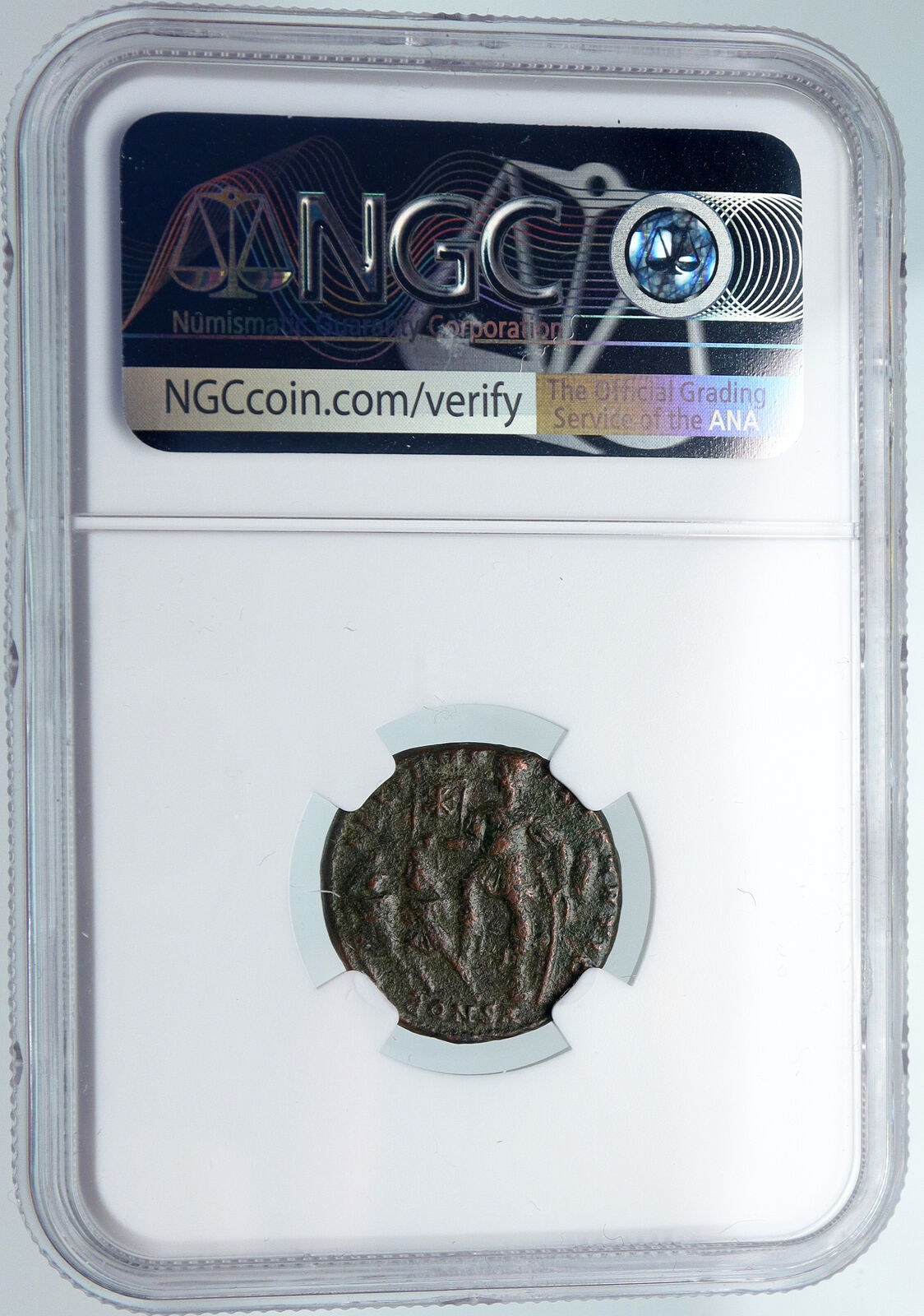 CONSTANTIUS II 348-51 AD Constantinople Roman Coin CHRISTIAN CHI-RHO NGC i89715