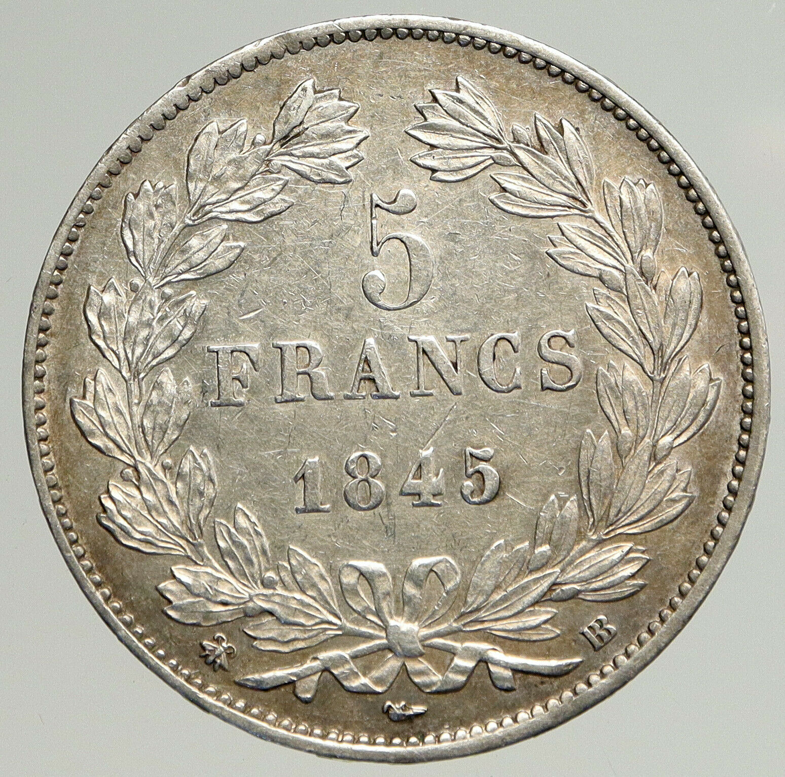 1845 FRANCE King Louis Philippe I French Antique OLD Silver 5 Francs Coin i93761