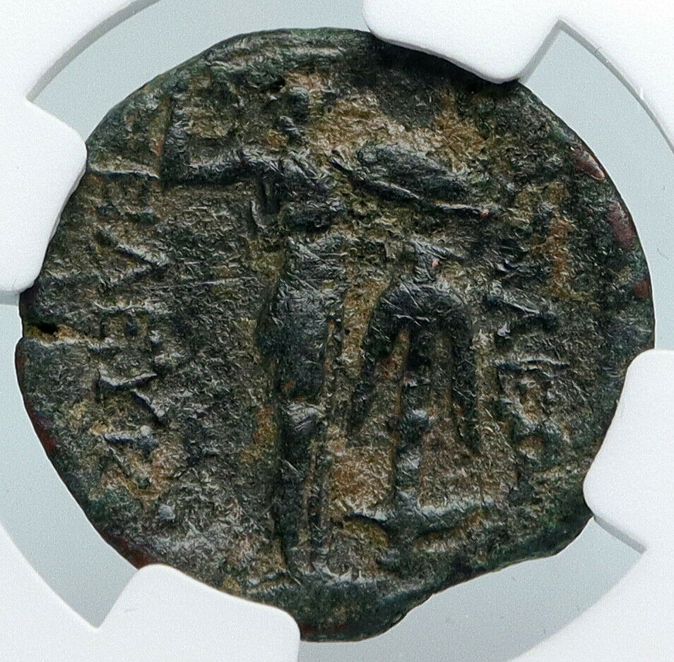 SELEUKOS I Nikator 300BC Authentic Ancient SELEUKID Greek Coin ATHENA NGC i89569