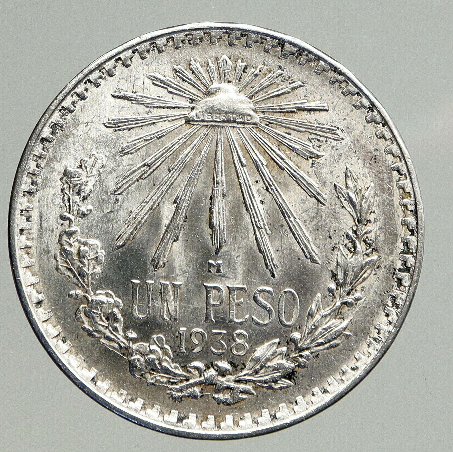 1938 Mo MEXICO Large Eagle Liberty Cap Mexican Antique Silver 1 Peso Coin i93818