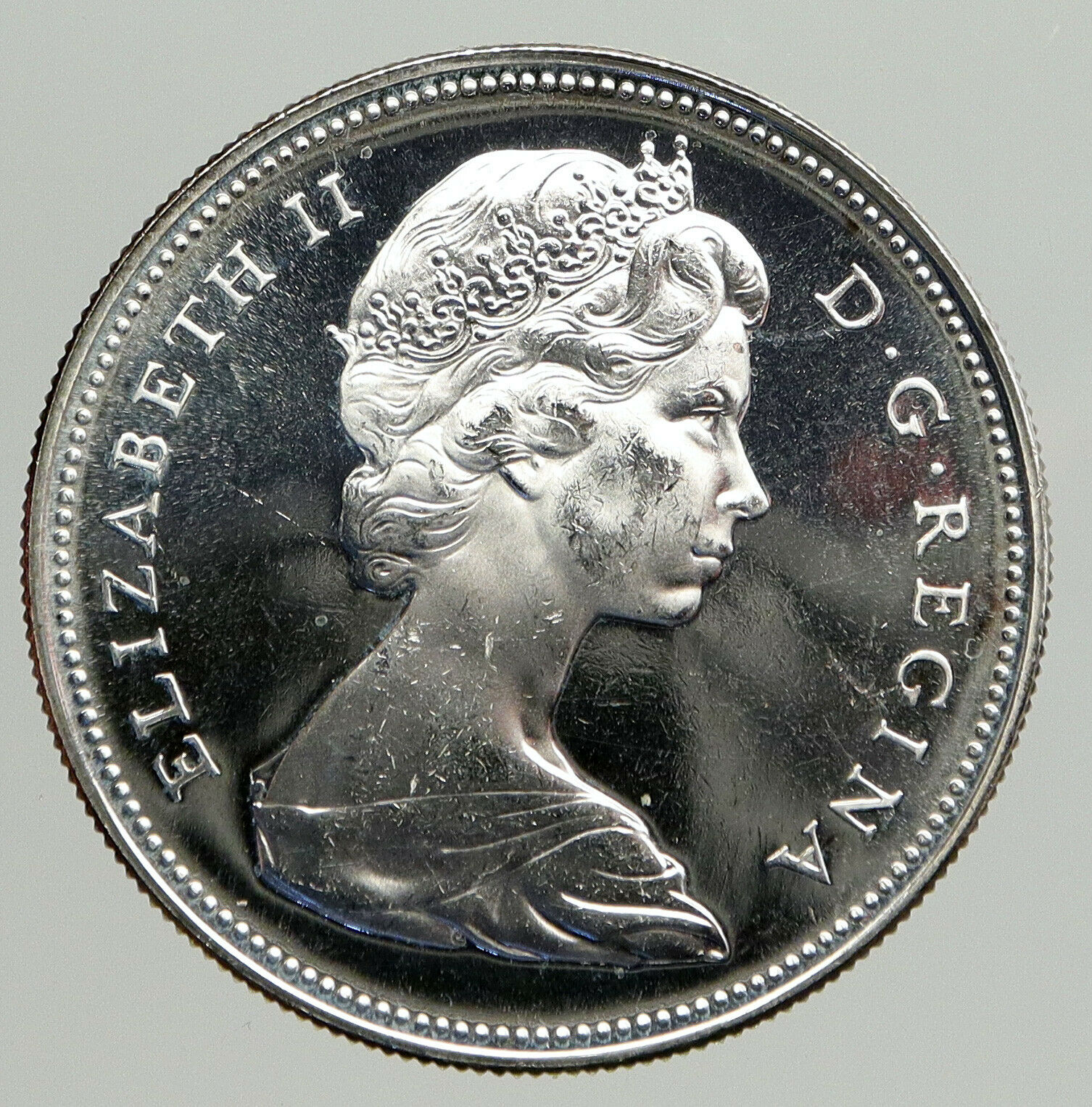 1966 CANADA w UK Queen Elizabeth II Voyagers Genuine Silver Dollar Coin i93776