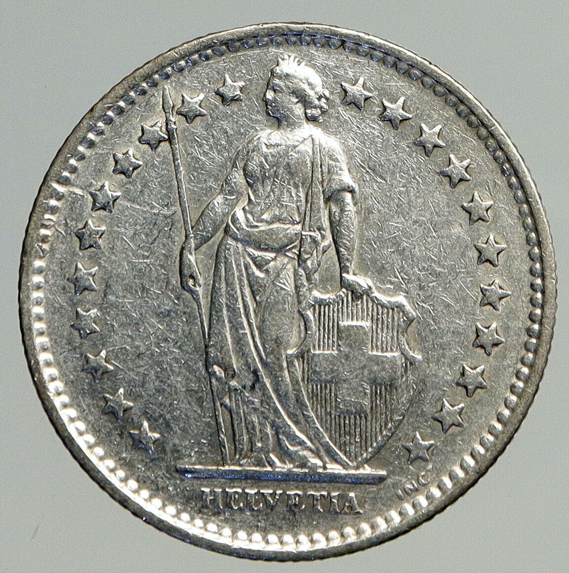 1928B SWITZERLAND - SILVER 2 Francs Coin HELVETIA Symbolizes SWISS Nation i93809